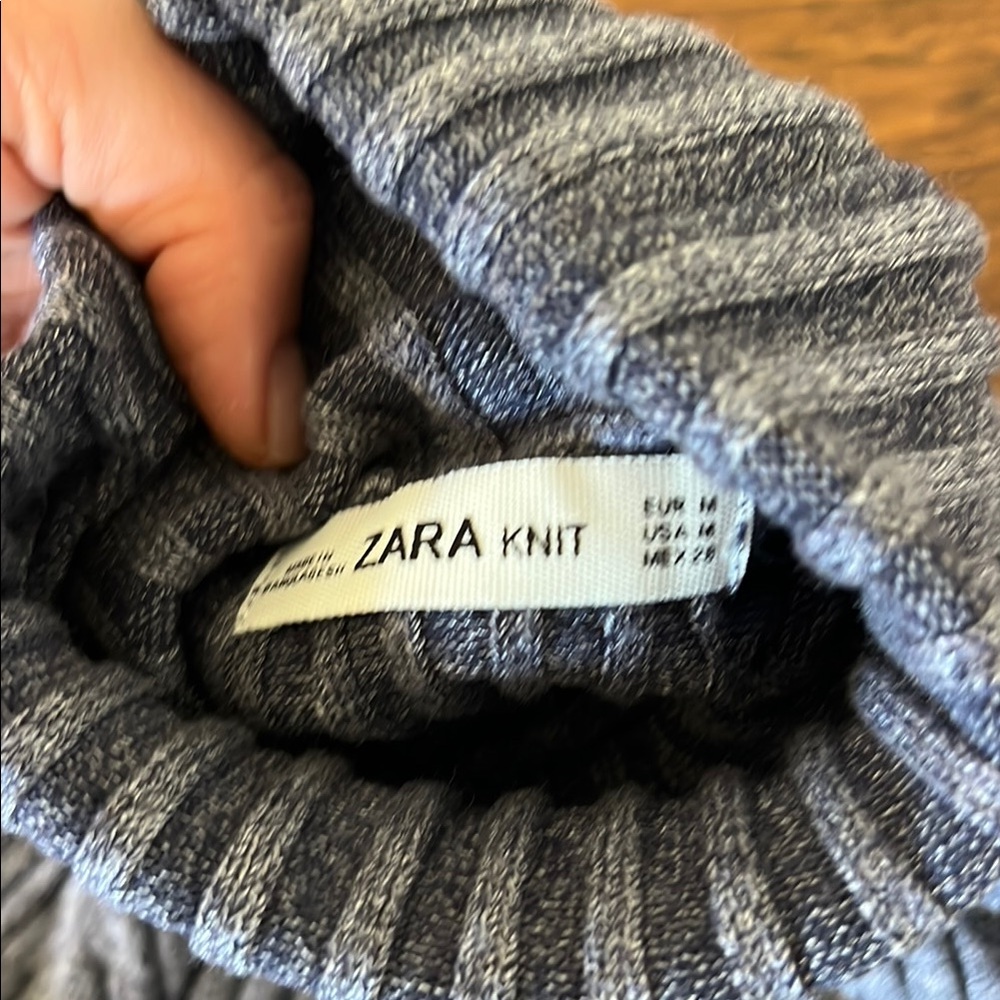 Blue Ribbed Turtleneck Sweater - Picture 2 of 3